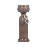Glass Champagne Pillar Decorated Candle Holder