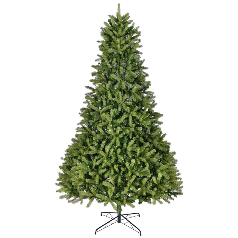 Arbre de Noël artificiel à charnière non éclairé 9 pi avec 2576 pointes de branches mixtes en PE et PVC