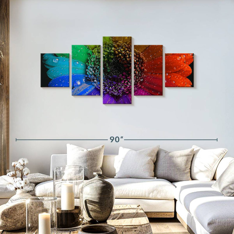 Fleurs arc-en-ciel, H 30 po x l 68 po