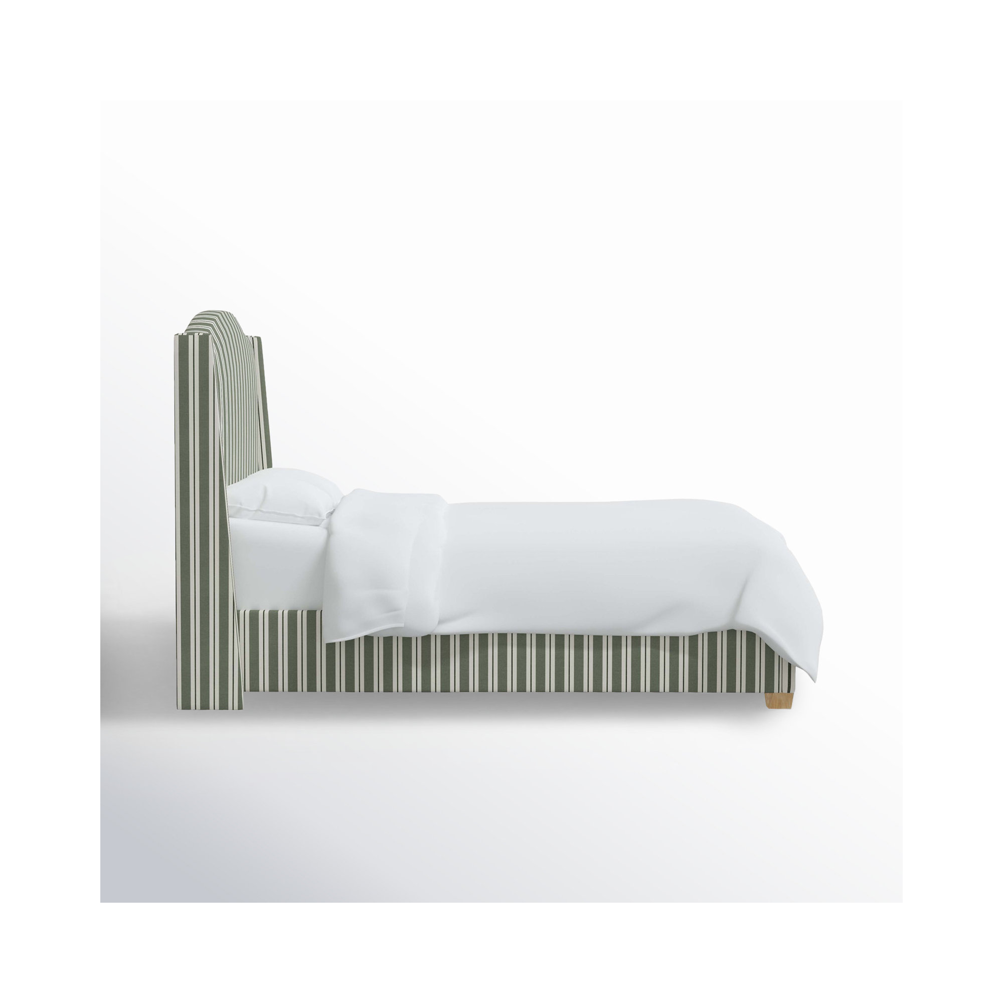 Allis Upholstered Wingback Bed, Anderson Stripe Green, California King