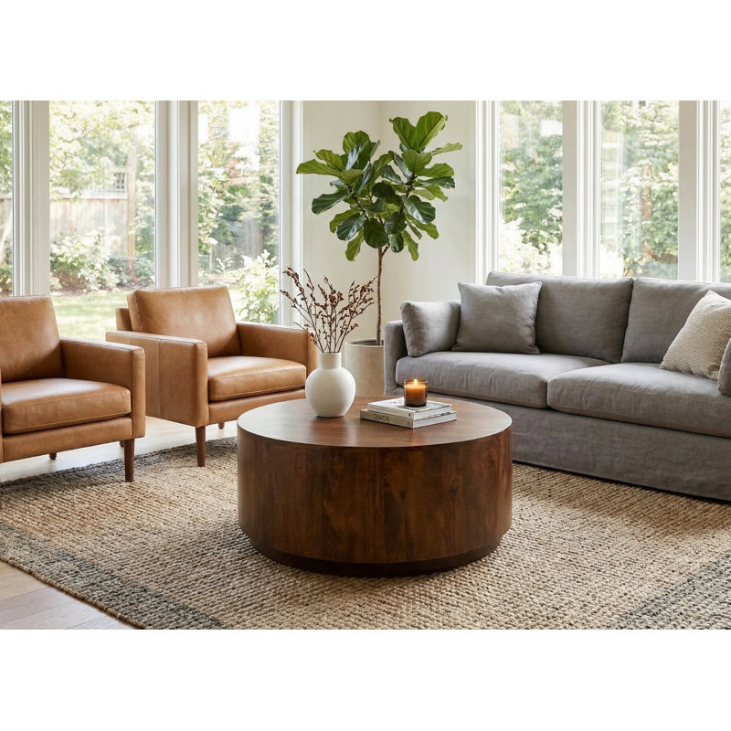 Vioria Solid Wood Single Coffee Table, Chestnut