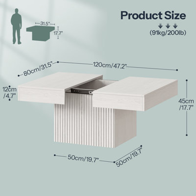 31.5'' Coffee Table with Storage,Modern Square Coffee Table, Wood Center Table for Living Room