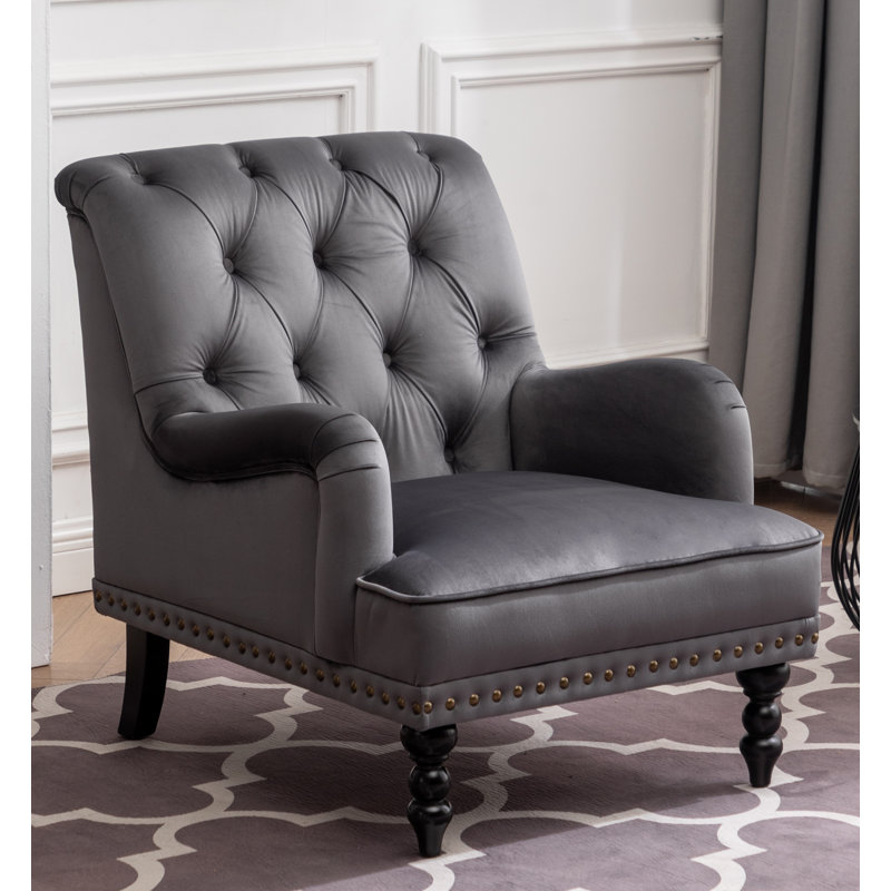 Garrett Velvet Armchair, Grey