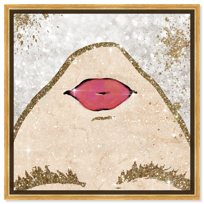 " Fashion And Glam Glitter Coveted Female Portrait ", Gold Framed, 40" H x 40" W 
