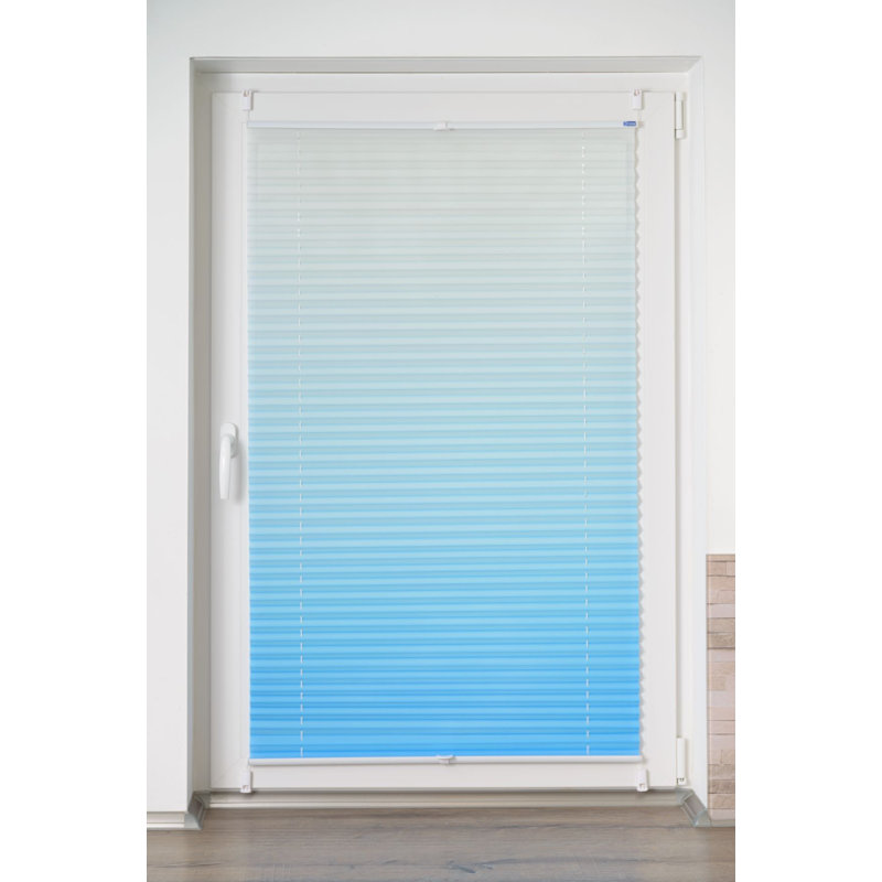 K-home Klemmfix-Plissee Farbverlauf Transparent, 210cm L x 85cm W, Ice Blue