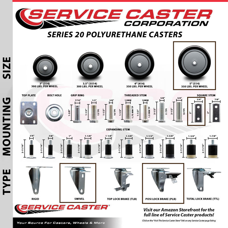 Polyurethane Casters, Black