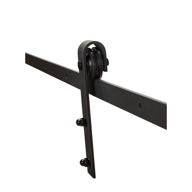 Black Solid Steel Sliding Barn Door Hardware Kit