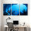 Ensemble de 3 impressions sur toile, "Underwater Cave" avec poissons et corail