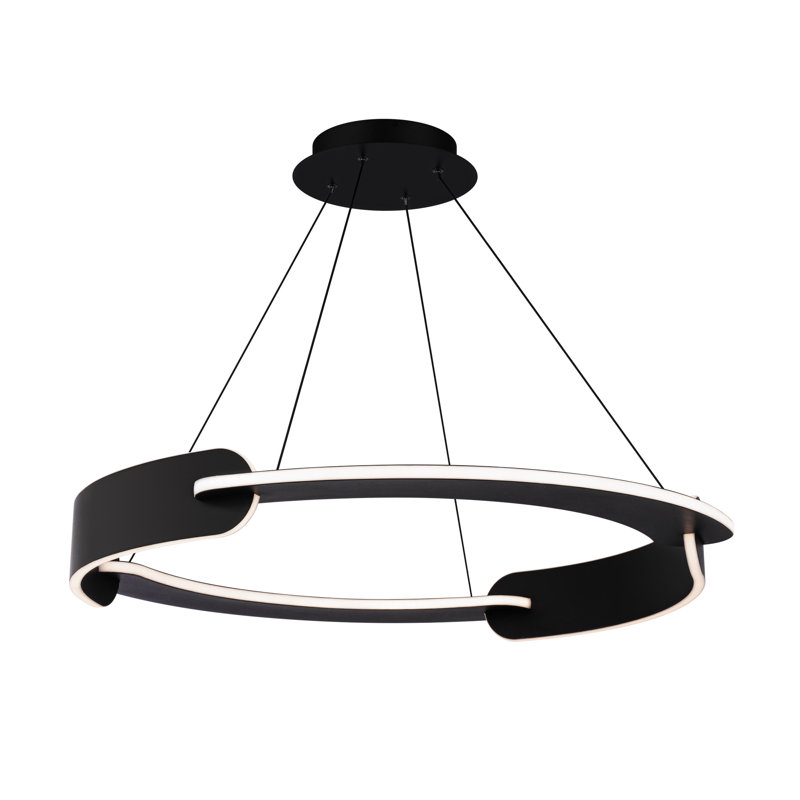 Ilios 1 - Light LED Pendant, 3.5" H x 29" W x 29" D, Black