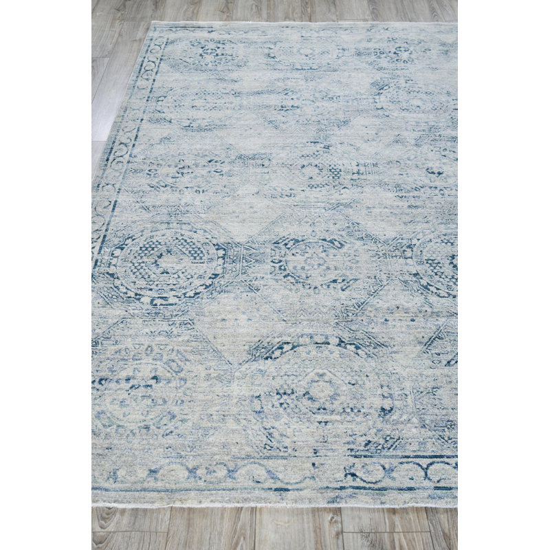 Vintage Looms Light Blue/Blue Polyester powerloom Area Rug, Rectangle 12' x 15'