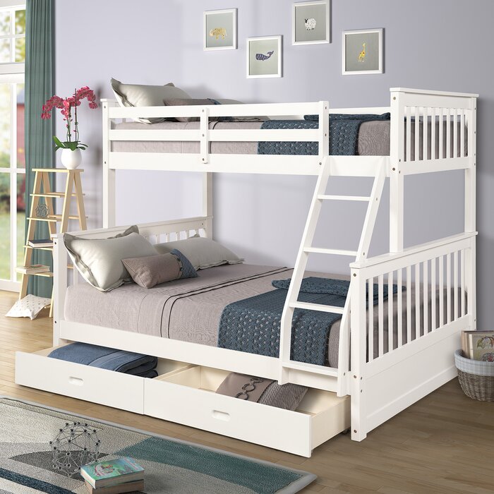 Sand & Stable Reston Kids Twin Over Full Bunk Bed with Drawers ...