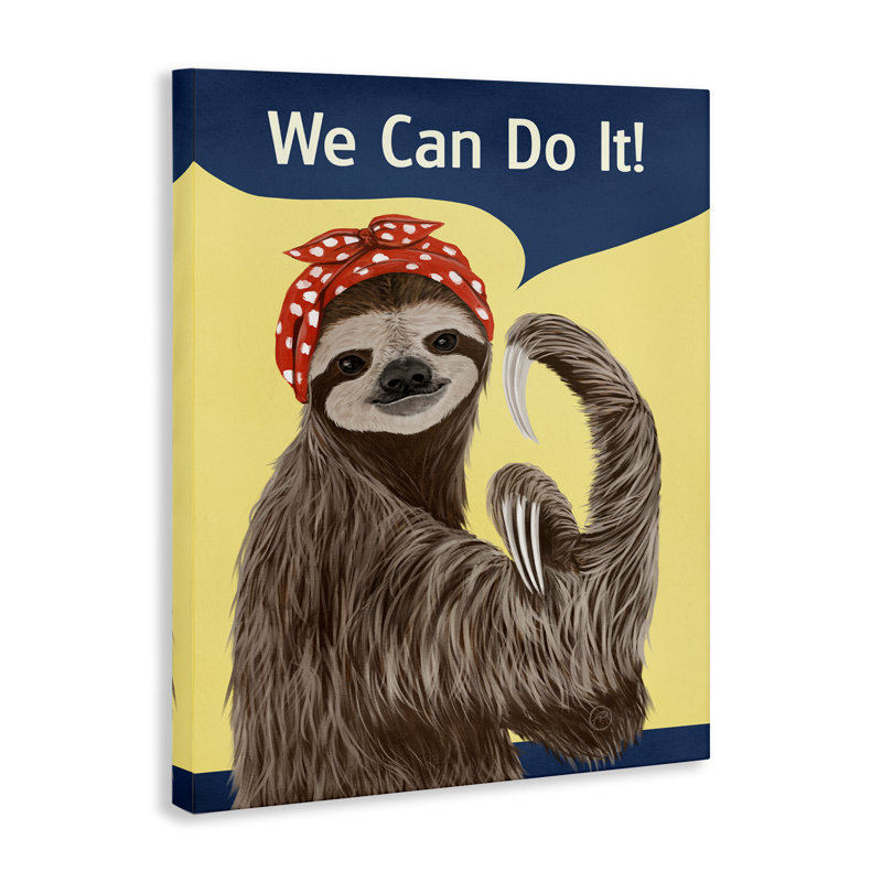 «We Can Classic Sloth», art mural sur toile par Paula Belle Flores, H 20 po x l 16 po