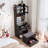 3 in 1 Vanity Desk with LED Light, Tall Makeup Vanity Set with 2 AC Outlets & USB-c, Dressing Table with Drawers & Acrylic Doors, Nightstand Vanity Mirror-699890003