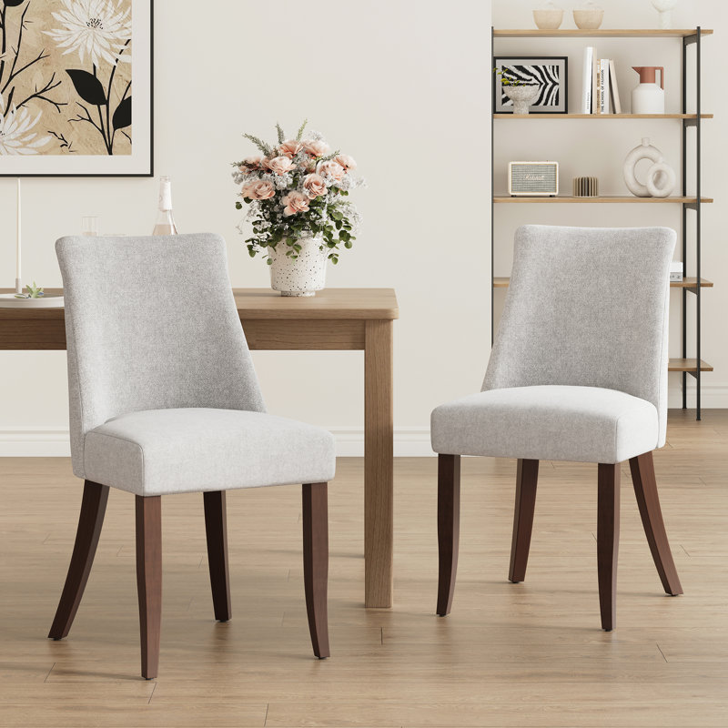 Chaise de salle à manger Parsons rembourrée à dossier haut, hauteur d'assise de 48 cm, assise en tissu avec coussin épais, pieds en bois massif, montage facile