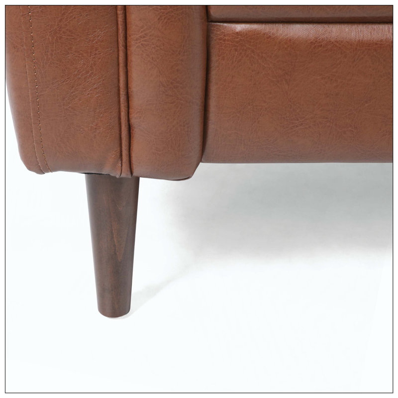 PU Leather 2-Seater Loveseat Sofa, Light Brown