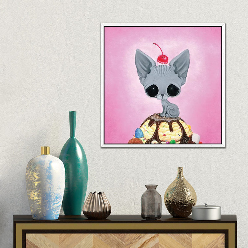 Kitty Please With A Cherry On Top by Sugar Fueled - Gallery-Wrapped Canvas Giclée on Canvas, 45.72 cm H x 45.72 cm W