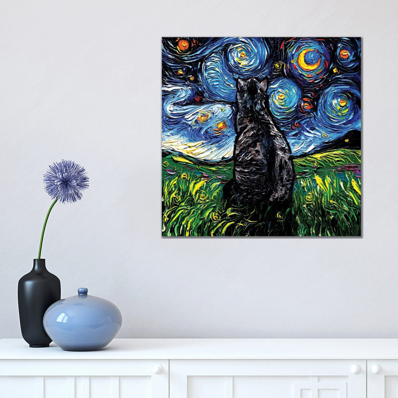 « Redbone Coonhound Night » par aja Trèves, reproduction d’art, Toile tendue, Pas de tapis, H 12 po x l 12 po x P 0,75 po