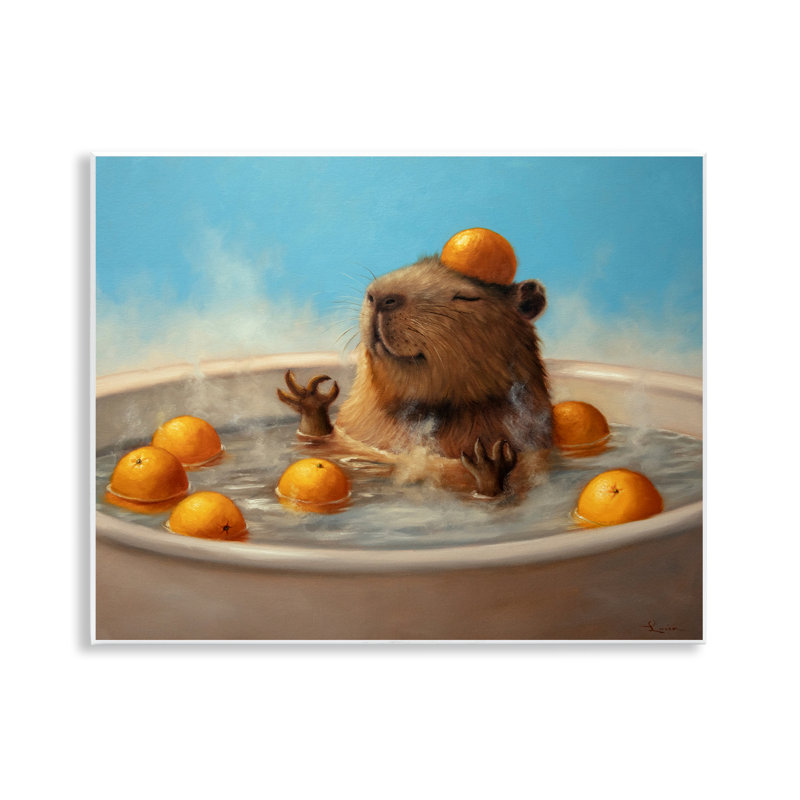 Capybara in Orange Bath Wall Plaque, design by Lucia Heffernan