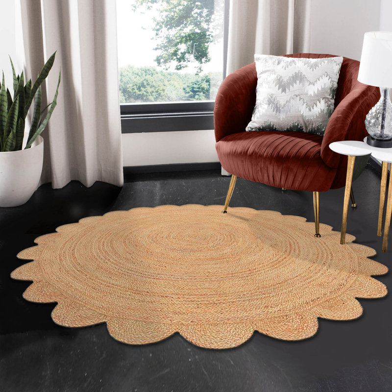 Tapis d'intérieur à bord festonné Bénéfice Naturel, Rond 6 pi