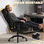 Grande et grande chaise de bureau 400 lb avec repose-pieds et soutien à la taille, noir