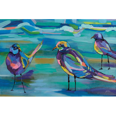 Indigo Gulls by Jeanette Vertentes - Wrapped Canvas Painting