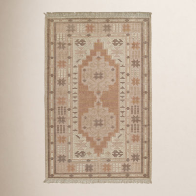Damaris Orange Brown Hand-Woven Oriental Wool Rug