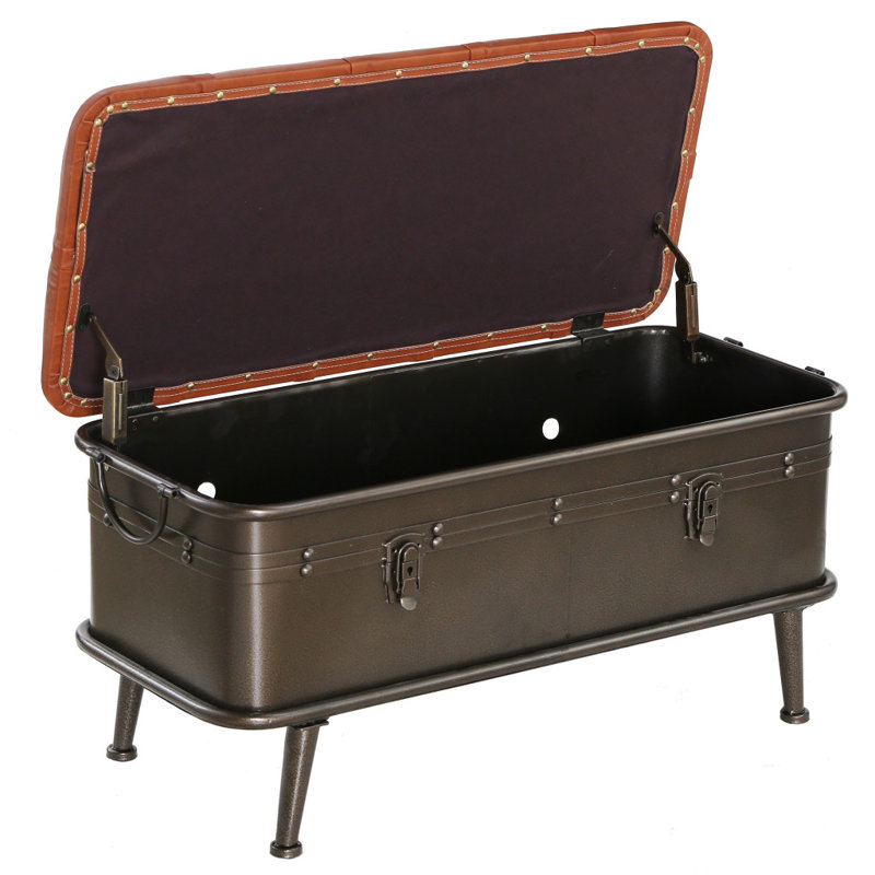 17"H Pifer Industrial Bronze Flip Top Storage Bench