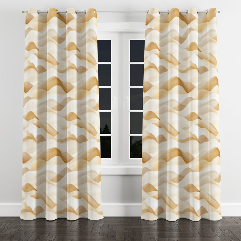 Coastal Curtain panels - Beige Bonine Grommet Curtain - 1 Panel, 52" W x 108" L, Gold Grommets