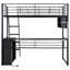 Twin Size Metal Loft Bed With Led, Desk And 4 Storage Shelves, Black