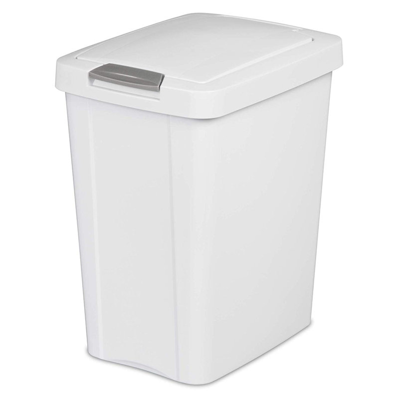 Sterilite 10438004 7.5 Gal TouchTop Wastebasket w/ Titanium Latch, White 12 Ct