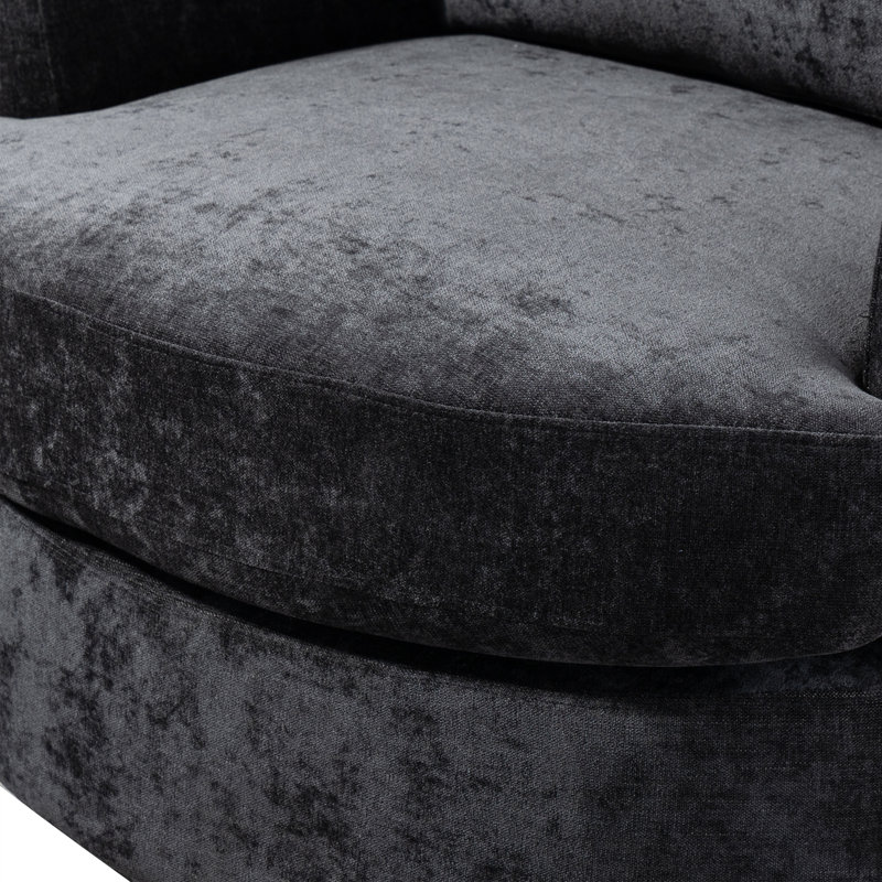 Ottelia 32'' Wide Slipcovered Swivel Barrel Chair, Black Chenille