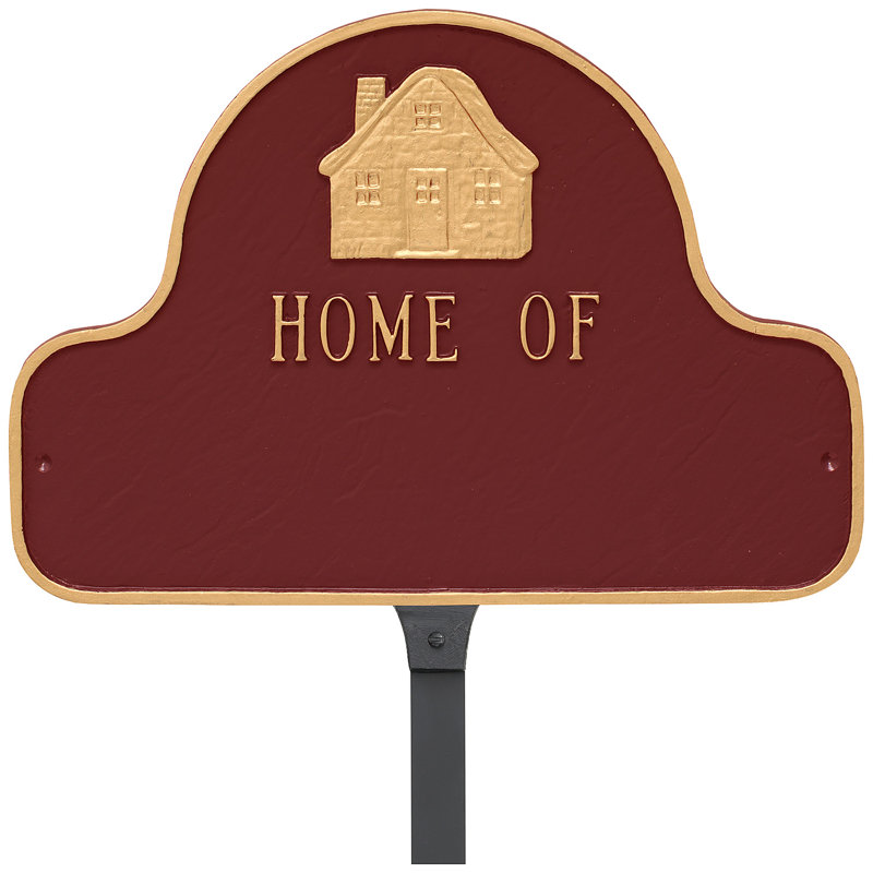 Home of Arch Address Sign Plaque with Lawn Stakes, Yes, Hunter Green/Gold