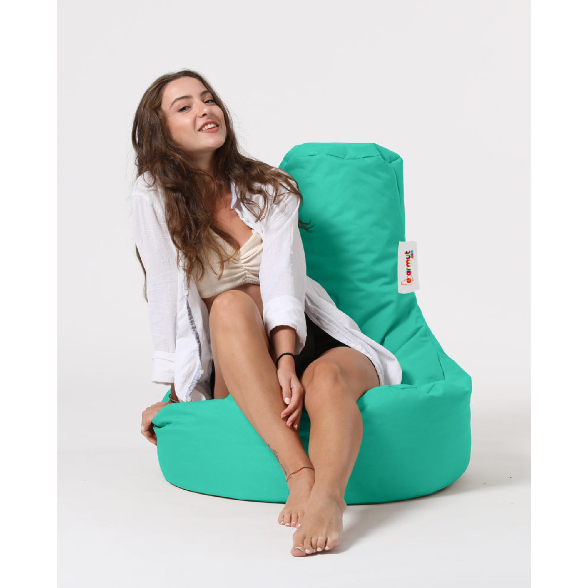 Standard Outdoor Friendly Bean Bag Sofa East Urban Home Fabric: Turquoise 100% Polyester