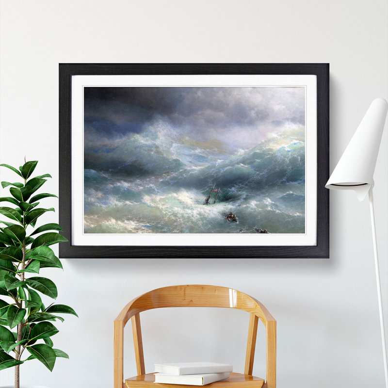 The Wave by Ivan Aivazovsky - Picture Frame Painting, 36cm H x 48cm W x 2cm D, Black