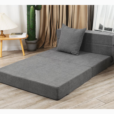 Canapé-lit futon, canapé-lit en mousse viscoélastique haute densité avec coussin moelleux, canapé-lit pliant, gris foncé