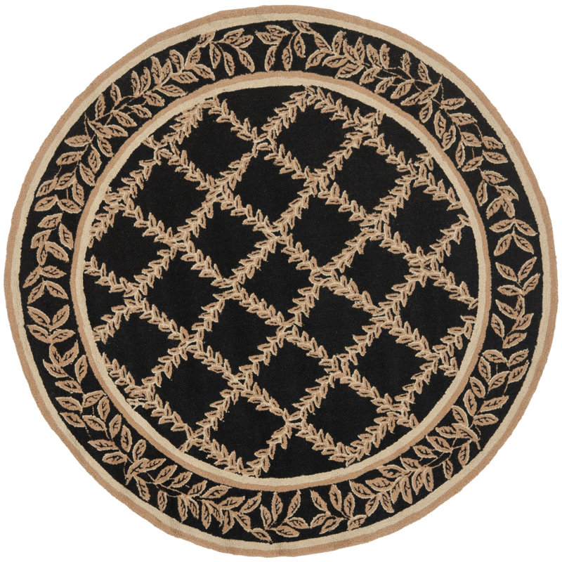 Jonsson Hand Hooked Wool Pile Floral Rug, Round 8'