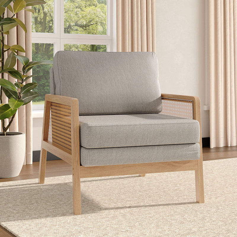 Calvino Upholstered Armchair, Light Grey