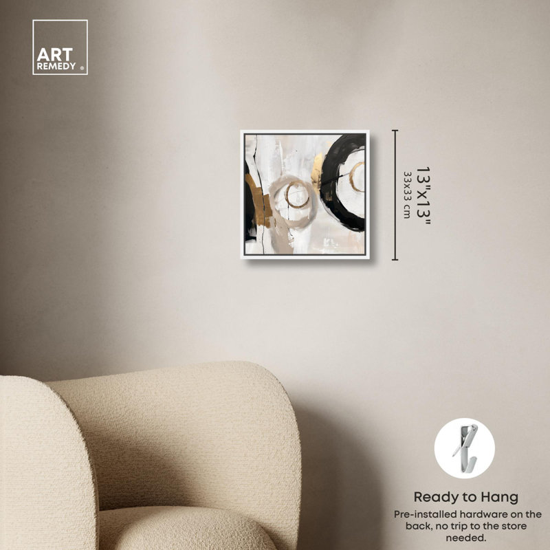 «Desert Moons», art abstrait sur pierre par Art Remedy, Cadre blanc, H 13 po x l 13 po
