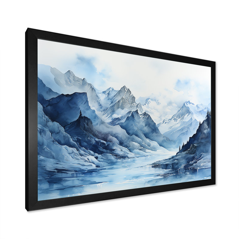 Glacier du Groenland minimalisme, Cadre simple noir, H 12 po x l 20 po x P 1 po