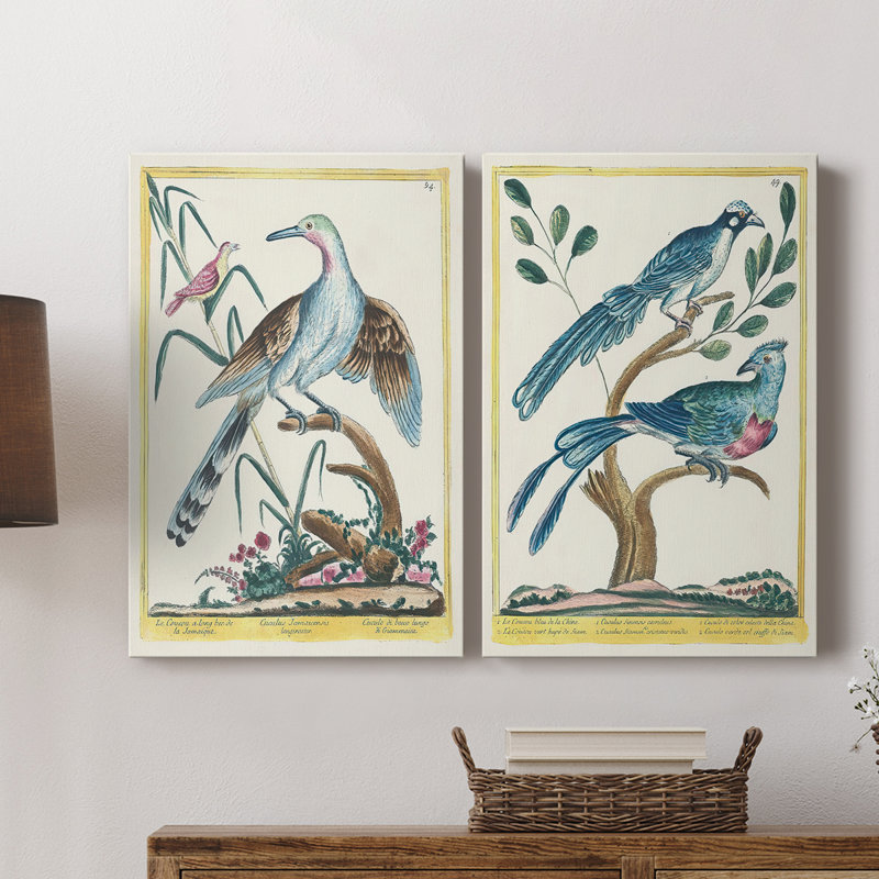 Toile tendue avec châssis V-Premium Pastel Birds, H 60 po x l 40 po
