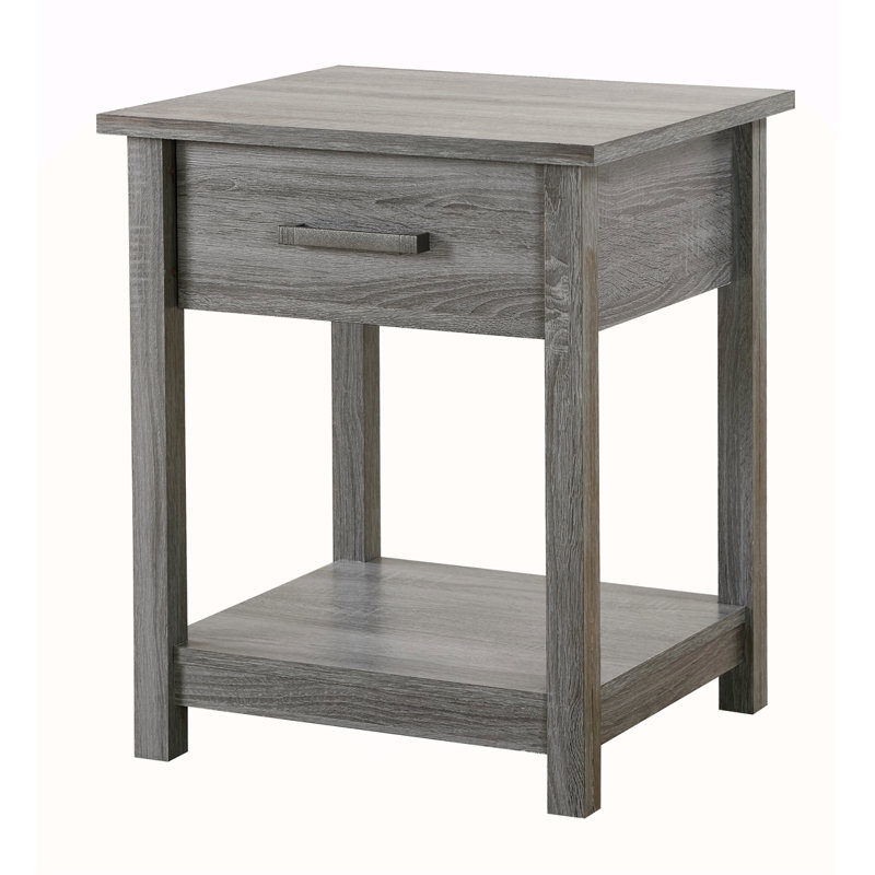 Élégante table de chevet contemporaine en wengé, Gris