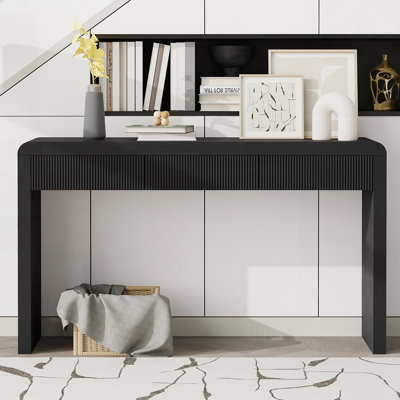 Console rustique avec 3 tiroirs cannelés