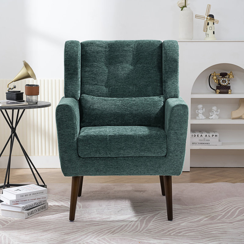 Fauteuil d'appoint Kawonna, Chenille vert noirâtre