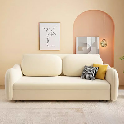 Canapé réglable en tissu technique crème et métal pour salon et chambre