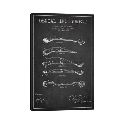 Dental Instrument Charcoal Patent Blueprint by Aged Pixel - No Frame Gallery-Wrapped Canvas Giclée on Canvas