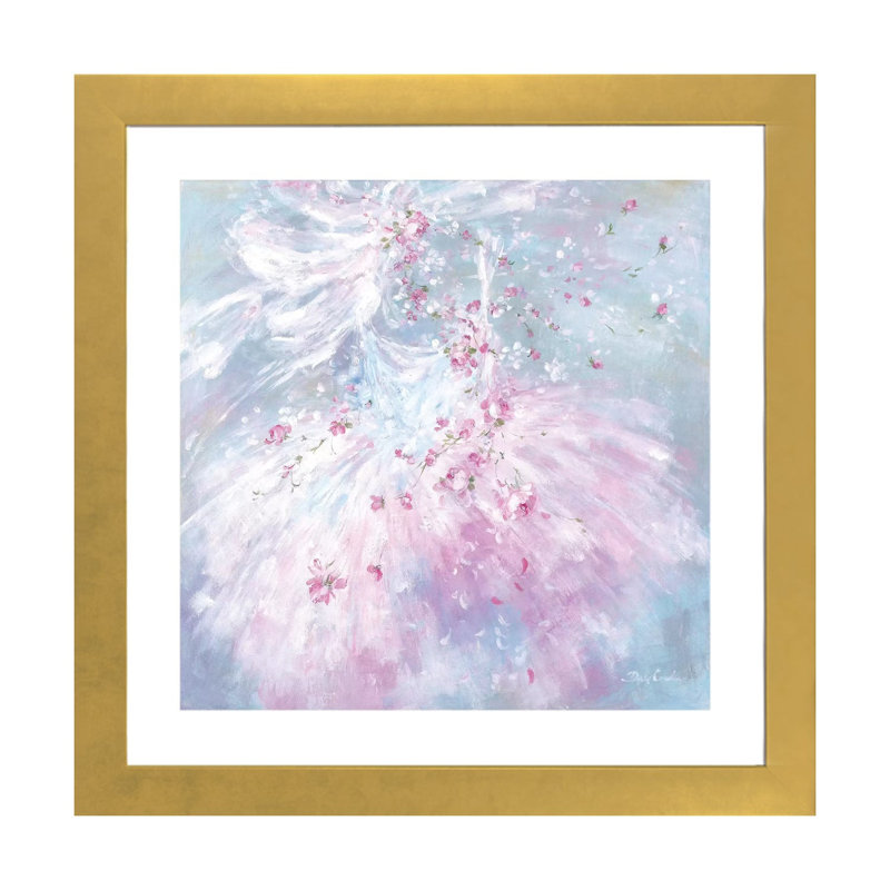 « Rosebuds tutu I » par Debi coules-reproduction d’art, H 16 po x l 16 po x P 1 po, Papier encadré doré, Blanc