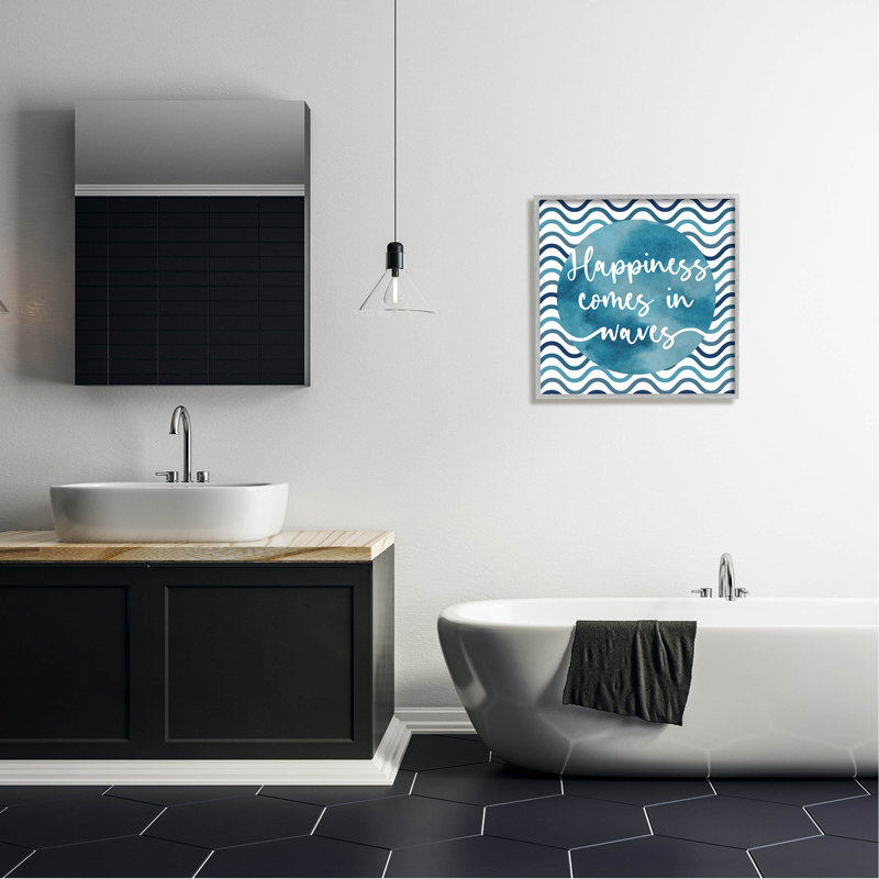 «Happiness Comes In Waves», estampe numérique par Linda Birtel, H 24 po x l 24 po x P 1,5 po, Estampe numérique Farmhouse