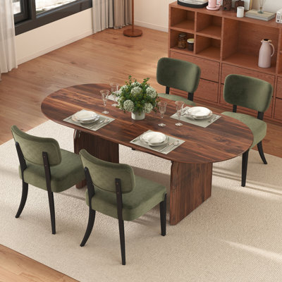 Ensemble de table de salle à manger 70 po et chaises 4/6 sans accoudoirs, panneau de fibres à densité moyenne durable et bois pour la salle à manger, la cuisine ou le salon