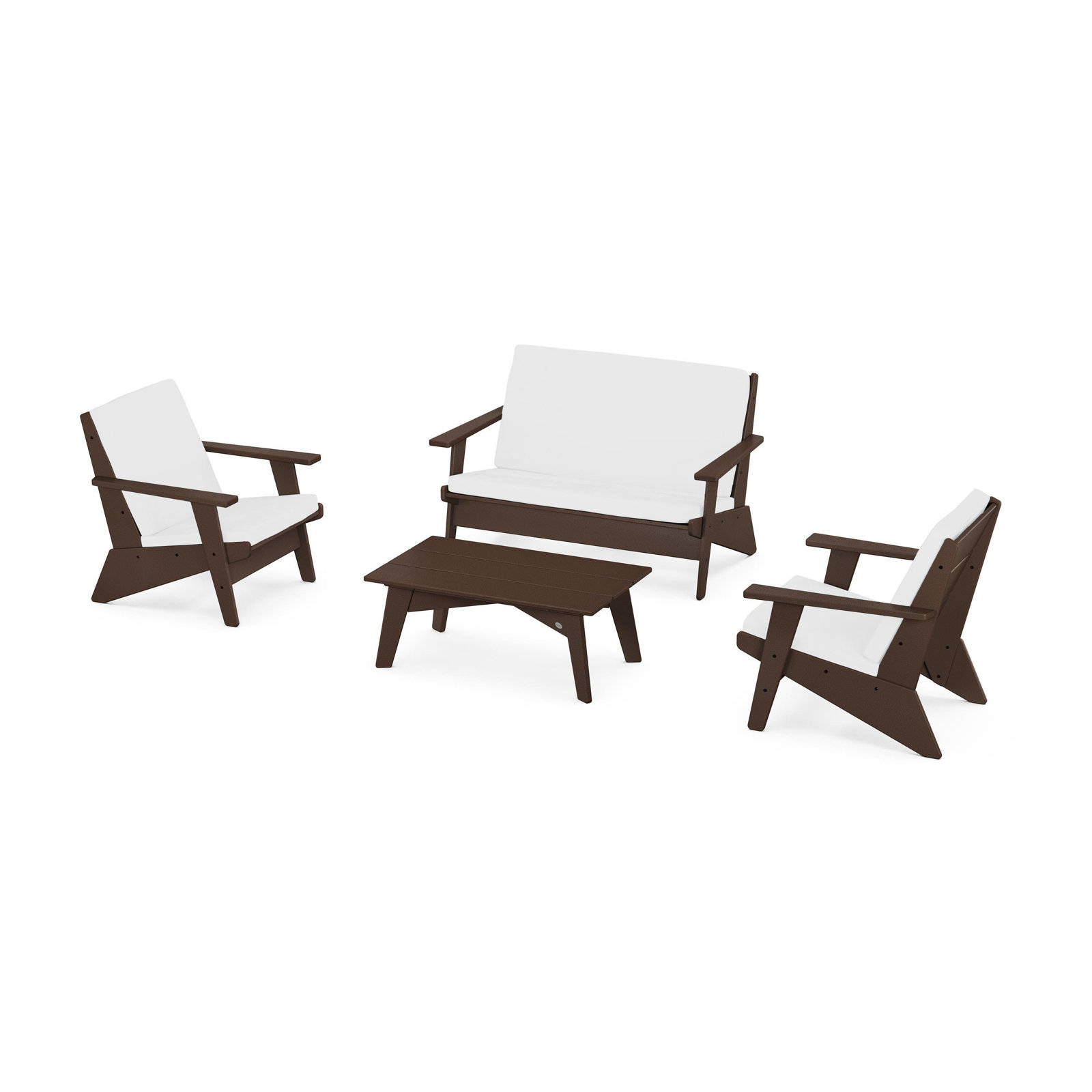 POLYWOOD® Riviera 4-Person Patio Seating Group, Natural, Mahogany