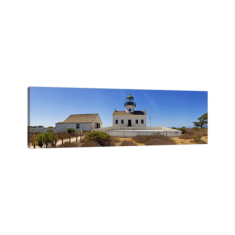 Lighthouse, Old Point Loma Lighthouse, Point Loma, Cabrillo National Monument, San Diego, California, USA 1 Piece Wrapped Canvas Panoramic Wall Art